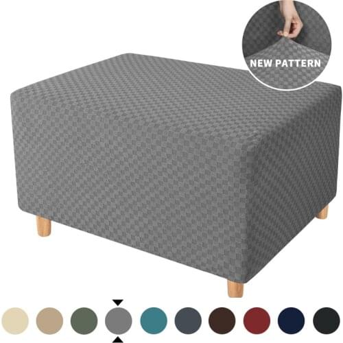 Square Elastic Ottoman Stool Cover Slipcover Jacquard Footstool Sofa Slipcover Furniture Protector Covers Footrest Chair Covers