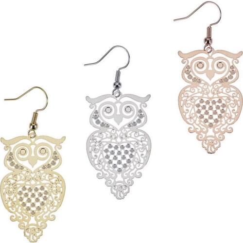 Cute Gold Filigree Owl Earrings for Women 2021 New Simple Bird Boutique Designer Jewelry High Quality Gifts for Her