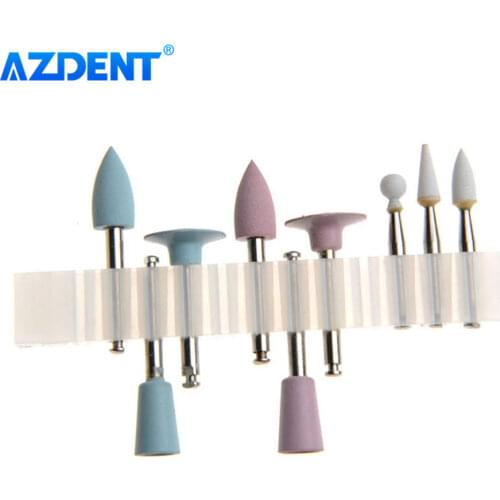 9PCS/Box AZDENT Dental Composite Polishing Kit RA 0309 for Low Speed Handpiece Contra Angle Ceramic Silicone Rubber Polishers