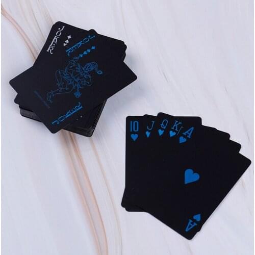 54pcs Waterproof PVC new Pure Black Magic Box-packed Plastic Playing Cards Set Deck Poker Classic Magic Tricks Tool