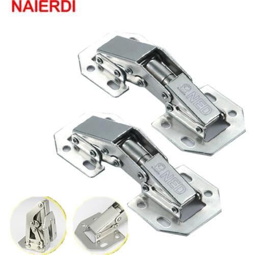 NAIERDI-A99 90 Degree 3 Inch No-Drilling Hole Cabinet Hinge Spring Hinge Full Overlay Cupboard Door Hinges Furniture Hardware