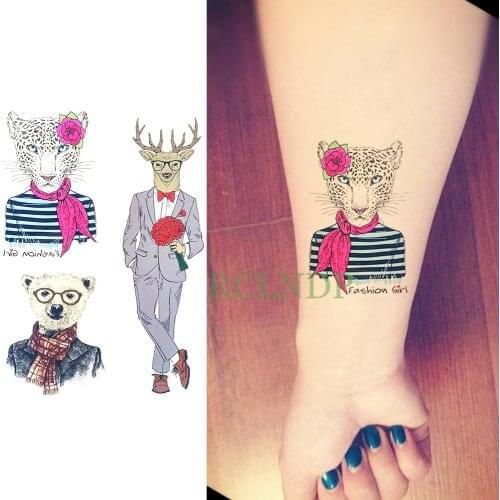 Waterproof Temporary Tattoo Sticker Wolf Dog Sheep head Fake Tatto Flash Tatoo Tatouage Large size hand foot for Women Men girl