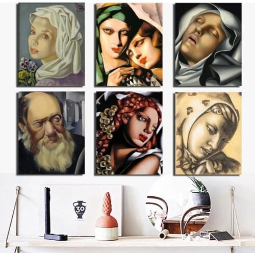 Wall Art Canvas Tamara De Lempicka Paintings Home Decor Famale Portrait Picture Hd Prints Retro Modular Poster For Bedroom Frame