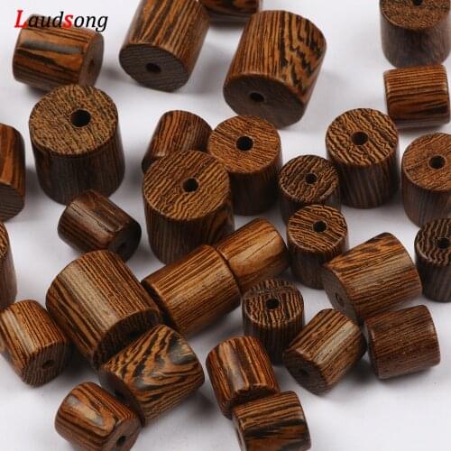 Natural Cylindrical Wenge Wood Beads 6/8/10/12mm Loose Spacer Wooden Beads For Jewelry Making Bracelet DIY Accessories