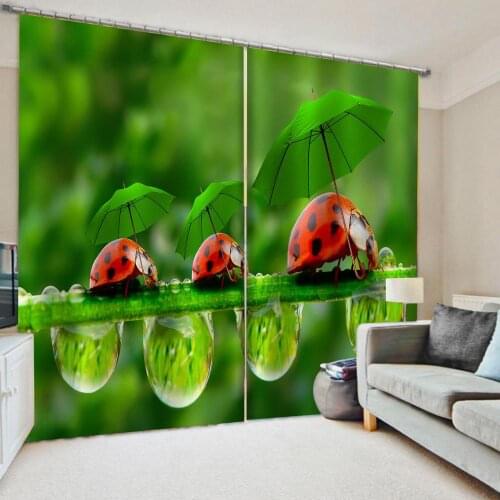 New custom childrens room cute cartoon boy girl bedroom green curtains stereoscopic curtains