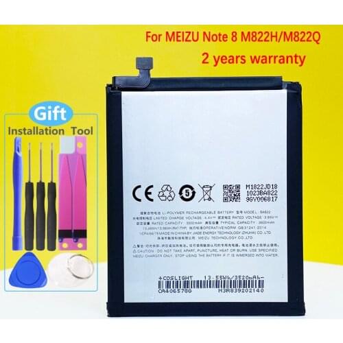 New 3600mAh BA822 For MEIZU Note 8 M822H/M822Q Mobile Phone In Stock High Quality Battery