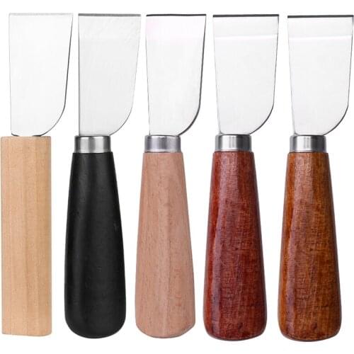 RORGETO Leather Cutting Knife Stainless Steel Paring Knife Log / Mahogany Handle / Beijing Made / Black / Peach cutting tool