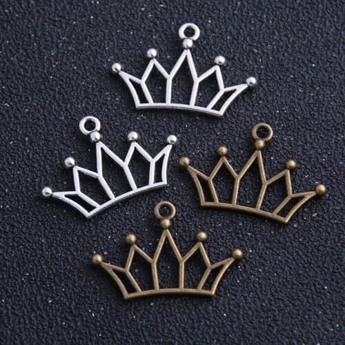 14pcs 20*30mm Zinc Alloy Hollow Crown Charm for Necklace Bracelet Jewelry Making Findings Diy Handmade Craft