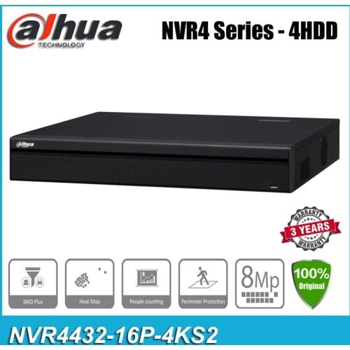 Original Dahua NVR4432-16P-4KS2 32 Channel 16PoE 4K&H.265 NVR Network Video Recorder IP CCTV System