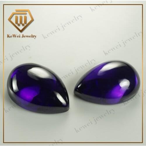 Custom 50pcs 8*12mm cabochon pear Violet color and 50pcs 10*25mm pear piont back faceted violet cubic zirconia stone
