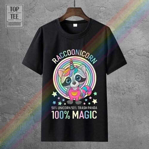 Raccoonicorn 50% Unicorn 50% Trash Panda 100% Magic Black T Shirt M 6 Xl