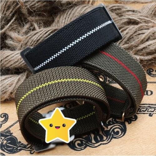 New Brand Watchband 18 20 22 mm French Troops Parachute Bag Nato Watch Band Strap Elastic Nylon Black Silver Gold Buckle