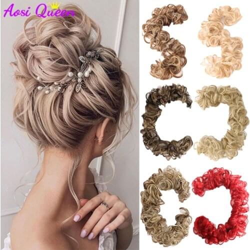 AS Synthetic Chignon Messy Scrunchies Elastic Band Hair Bun Straight Updo Hairpiece High Temperture Fiber Natural Fake Hair