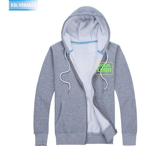 Winter Mens Streetwear personalized customized DIY Print Hoodies Sweatshirts For Male Zipper Hoodie Unisex Solid Color Hoody