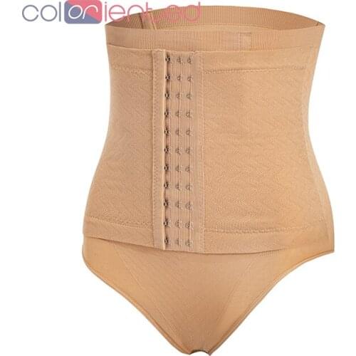 COLORIENTRD Control Panties Women Body Shaper Seamless Underwear Postpartum Hight Waist Trainer Triple Buckle and Hook Iron Bone