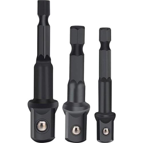 Impact Grade Socket Adapter/Extension Set | Turns Power Drill Into High Speed Nut Driver | 1/4", 3/8", and 1/2" Drive