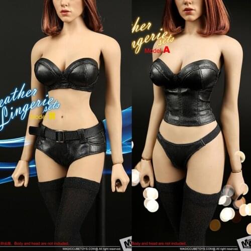 IN STOCK MCTOYS F-049 1/6 Womens Clothing Wrapped Chest Stockings Leather Shorts Leather Underwear For 12'' Female Body