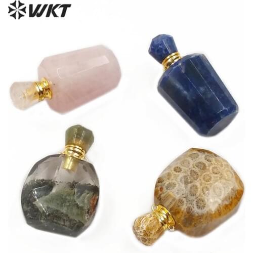 WT-P1478 New Arrival!!!Perfume Bottle Pendant Natural Stone Pendant Stone Bottle With Gold Electroplated Hook Fashion Pendant