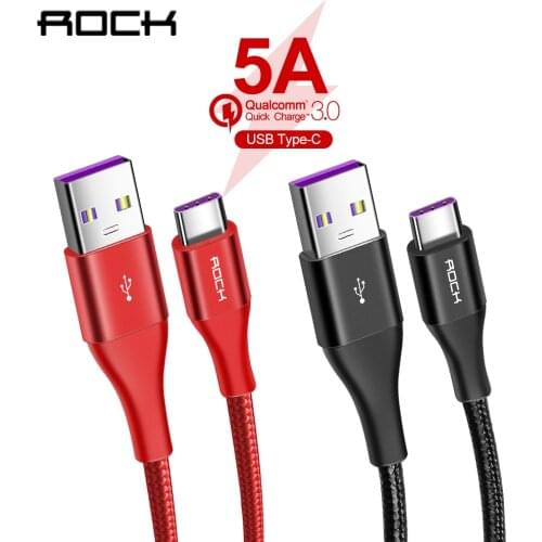 Rock USB Type C Cable Charger for Huawei P30 P20 Lite Pro Mate 10 20 Pro Huawei Honor V20 10 9 8 Navo 2 3 3i 4e Cables