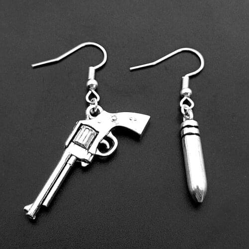 Punk Vintage Gun and Bullet Asymmetric Dangle Earrings for Women Jewelry Party Gifts Aretes De Mujer Modernos