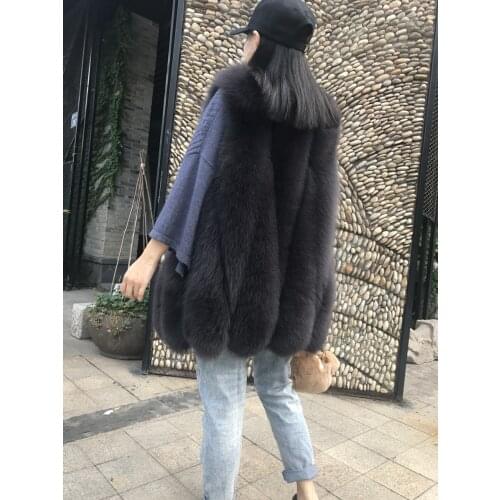 Fox Vest Clothes Real Fur Autumn Winter Coat Women Pink Long Jacket Vintage Vests Chalecos Para Mujer MY916