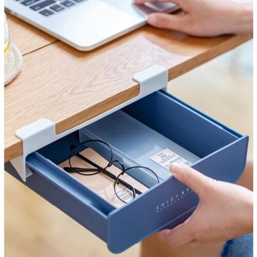 2021 Desk Pencil Drawer Organizer Under Desk Storage for Kitchen School Home Adhesive Hidden Slide Out Under Desk Drawers Tray