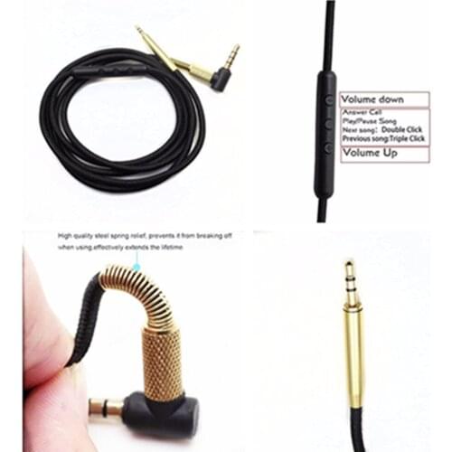 3.5mm to 2.5mm Replacement Cable Cord Line with Mic Volume Control for iPhone Android for Samsung Headphones Earphones