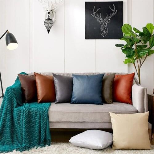 45x45cm Throw Pillows Imitation Leather Decorative Pillow Case Home Decor Sofa Living Room Car Decoration Cushion Cover