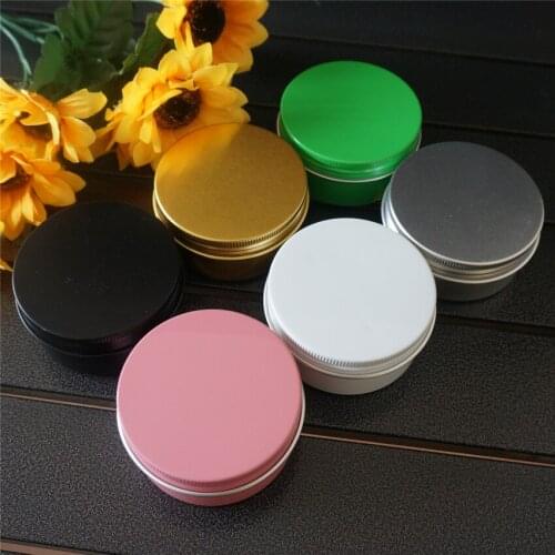 80g 80ml Gold Empty Round Aluminum Box Metal Tin Cans 68*35mm DIY Cosmetic Cream Jar Tea Aluminum Pot Portable Black Containers