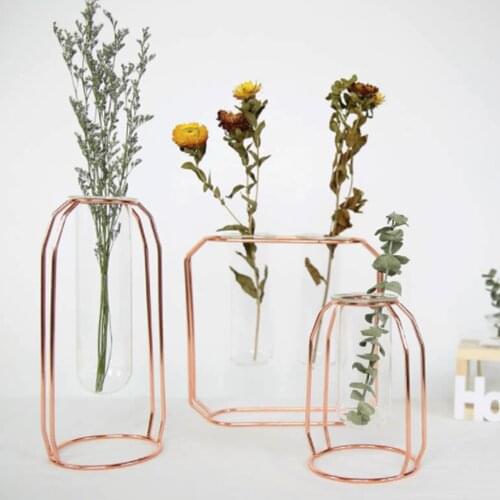 New Stile nordico In Ferro Vetro Semplice Arte Vaso di Forma Geometrica Vaso Lusso Decorate Della Casa Camera Letto Accessori