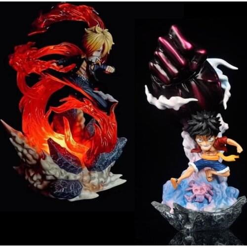 Anime Big Hand Monkey D Luffy sanji Mini Scene Version PVC Action Figure Toys 17-22cm