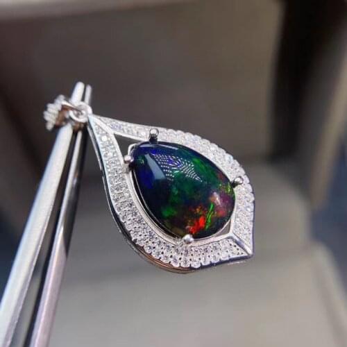 Black Opal Big Stone Style Black Opal necklace pendant 100% Natural Black Opal pendants 925 sterling silver jewellery