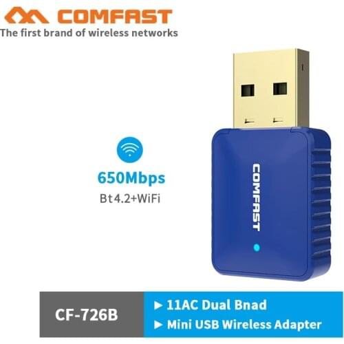 Comfast CF-726B 5Ghz Bluetooth4.2 650Mbps Mini USB Wireless wifi Adapter PC Laptop wifi Dongle 802.11ac usb ethernet adapter