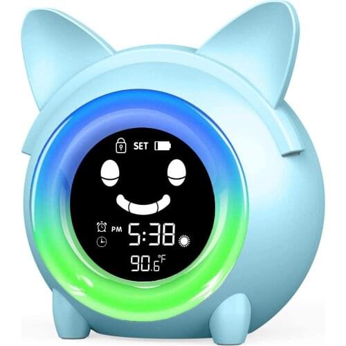 Kids Child Alarm Clock Sleep Training Clock Colorful Night Light Digital Wake Up Clock with Temperature NAP Timer for Bedroom