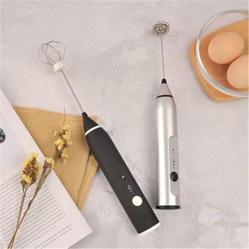 Mini Electric Egg Beater Household Whisk Handheld Blender Juice Stirrer with 2 Plugs USB Rechargeable Coffee Mixer Milk Frother