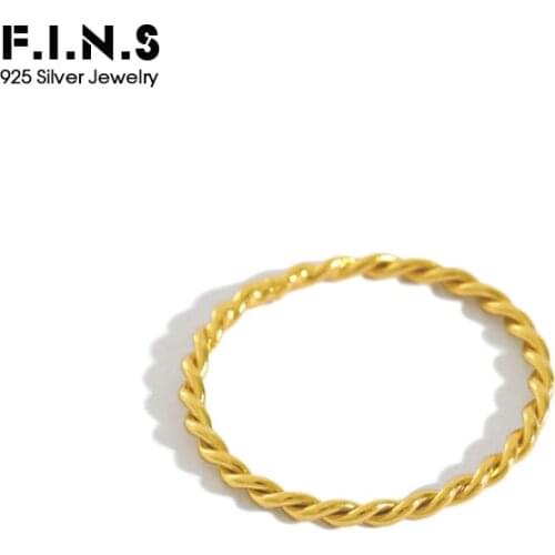 F.I.N.S Minimalist S925 Sterling Silver Rings for Women Two-tone INS Style Twist Slim Ring Fine Jewelry Silver 925 Ring