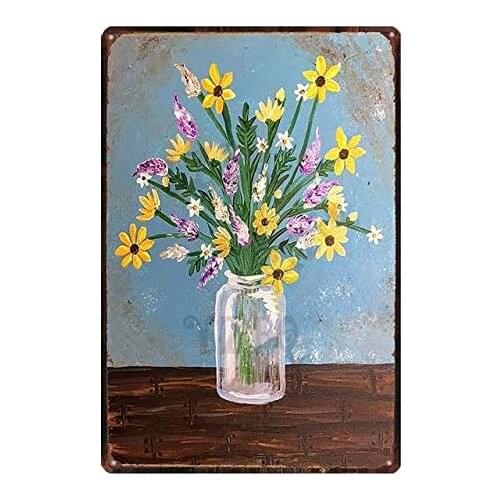 Potted Garden Vintage Style Metal Sign Iron Painting for Indoor Outdoor Home Bar Coffee Kitchen Wall Decor
