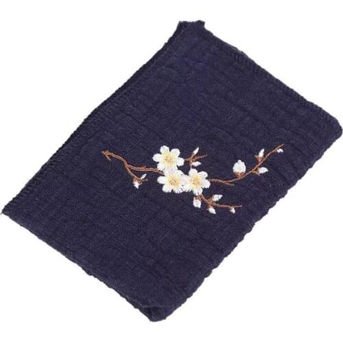 Cotton Linen Chinese Style Zen Tea Towel Absorbent Thickened Rag Embroidery Tea Towel Tea Coaster Accessories