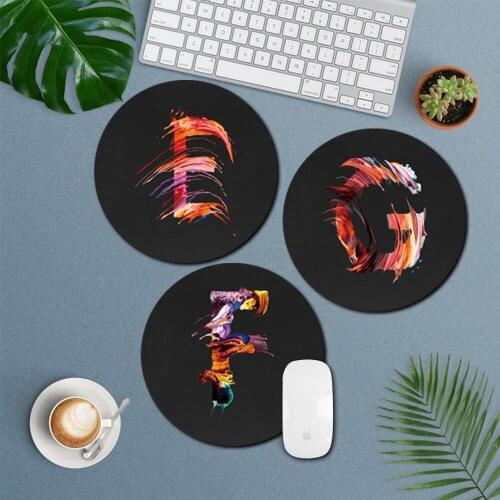 Initial Name Letters Pattern Laptop Gaming Round Mouse Pad Waterproof Anti-Slip Laptop PC Mice Pad Mat Gaming Mousepad