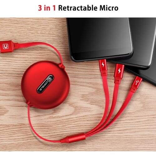 Brand 3 in 1 Retractable Micro USB Type C Charging Cable for iPhone X XS Max USB Data Sync Cable for Huawei P20 Xiaomi Samsung