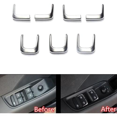 YAQUICKA 7Pcs/set Car Door Window Lift Button Switch Decoration Trim Cover Styling Sticker For Audi A3 A6L Q3 Q5 A4L Accessories