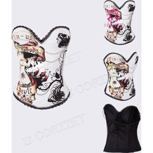 New Gothic Waist Trainer Corsets White Slimming Cotton Corset Shaper Women Pin Up Corpete Corselet Bustier Crop Top With Straps
