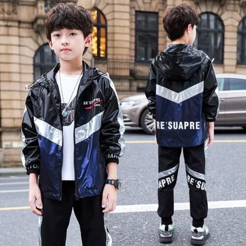 Soft Spring Autumn Boys Clothing Suits Coat + Pants 2pcs/Set Kids Jacket Teenager Sport Tracksuit High Quality