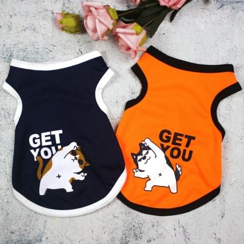 Summer Dog Clothes for Small Dogs Pet Dog Mesh Vest for Cat Puppy Dog Shirts for Chihuahua Yorkshire Cat T-shirt Cartoon Vest