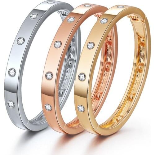ORNAPEADIA Hot Selling Elegant Diamond-plated Womens Gold-plated Bracelet Simple and Non-fading Temperament Thin Bracelet