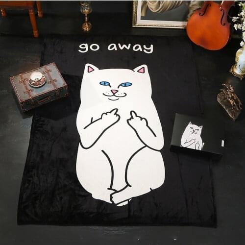 Fashion hip-hop cat blanket children nap blanket middle finger cat cover blanket flannel Farai coral air conditioning blanket