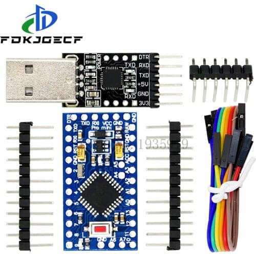 1PCS 6pin CP2102 USB 2.0 to TTL UART Module + 1PCS Pro Mini Module Atmega328 5V 16M For Arduino Compatible With Nano