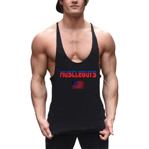 New Brand Clothing Fitness Men Tank Top USA Flag print Mens GYMS Bodybuilding Stringers Tank Tops workout Singlet muscle shirt