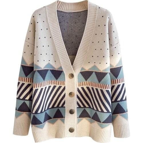 Urifens 2021 Spring and Autumn New Knit Cardigan Loose Retro Sweater Jacket QQ0121
