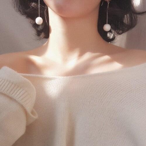 New Fashion Sweet hair ball all-match S925 Sterling Silver Earrings winter long earrings simple South Korea female